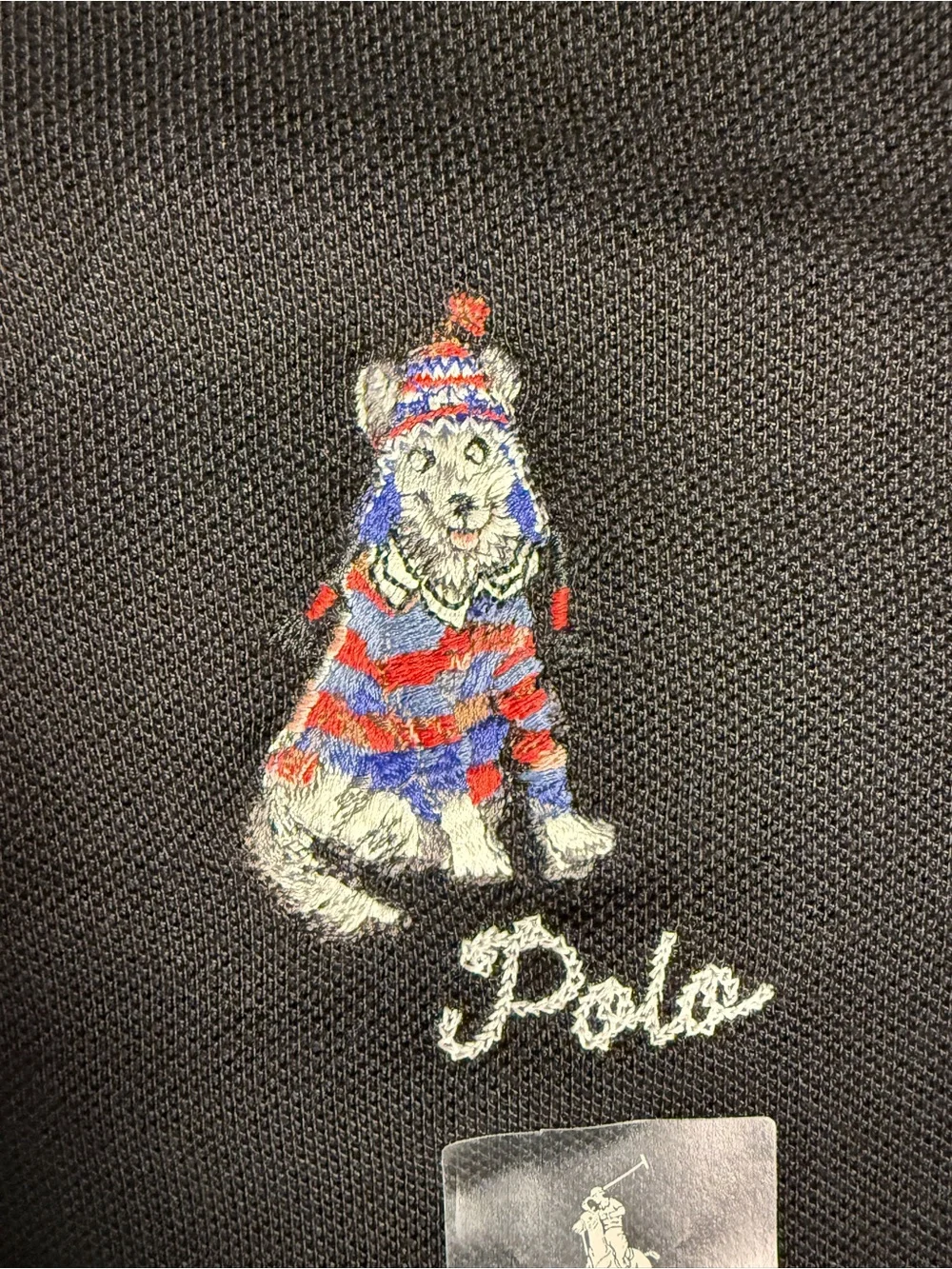 Polo by Ralph Lauren Men’s Black Polo Shirt with Embroidered Dog Logo NWT